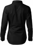 Bluză de bumbac pentru femei, cu mâneci lungi, negru