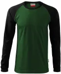 Tricou bărbătesc contrastant cu mâneci lungi, sticla verde