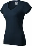 Tricou dama slim fit cu decolteu în V., albastru inchis