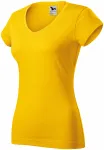 Tricou dama slim fit cu decolteu în V., galben
