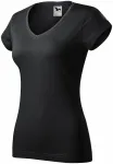 Tricou dama slim fit cu decolteu în V., abanos cenușiu
