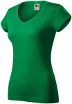 Tricou dama slim fit cu decolteu în V., iarba verde