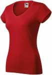Tricou dama slim fit cu decolteu în V., roșu