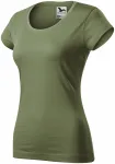 Tricou dama slim fit cu decolteu rotund, khaki