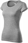 Tricou dama slim fit cu decolteu rotund, marmură gri închis