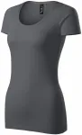 Tricou de damă cu cusături decorative, gri deschis