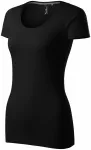 Tricou de damă cu cusături decorative, negru