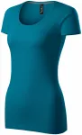 Tricou de damă cu cusături decorative, petrol blue