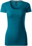 Tricou de damă cu cusături decorative, petrol blue
