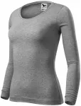 Tricou de damă cu mâneci lungi, marmură gri închis