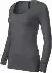 Tricou de damă cu mâneci lungi și decolteu mai adânc, gri deschis