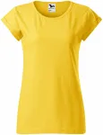 Tricou de damă cu mâneci rulate, marmură galbenă
