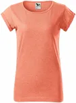 Tricou de damă cu mâneci rulate, marmură portocalie