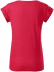 Tricou de damă cu mâneci rulate, marmură roșie