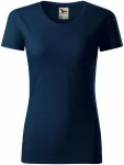 Tricou de damă, din bumbac organic texturat, albastru inchis