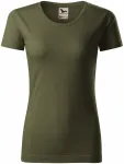 Tricou de damă, din bumbac organic texturat, military