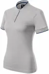 Tricou polo de damă cu guler bomber, gri argintiu